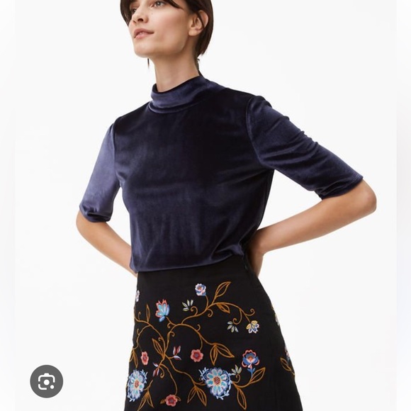 LOFT Velvet Turtleneck Swing Tee - Picture 1 of 7